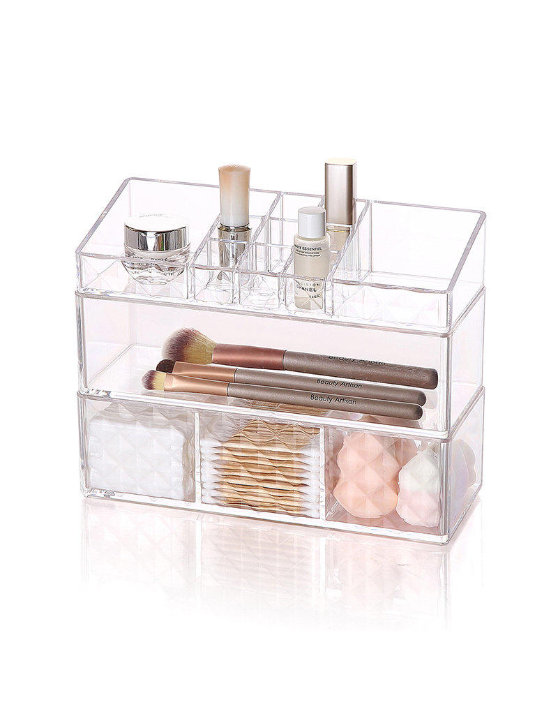 Популярный пластиковый органайзер для макияжа из хлопка и льна PS косметический чистый акриловый ящик для хранения ящиков