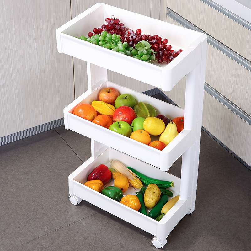 3-х уровневая мобильная органайзерная стойка для хранения продуктов питания Аксессуары для дома Кухонная тележка с 4 колесами