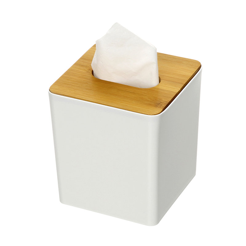 Бытовая настольная прямоугольная коробка для хранения салфеток держатель для туалетной бумаги пластиковая рулонная коробка для салфеток с бамбуковой крышкой