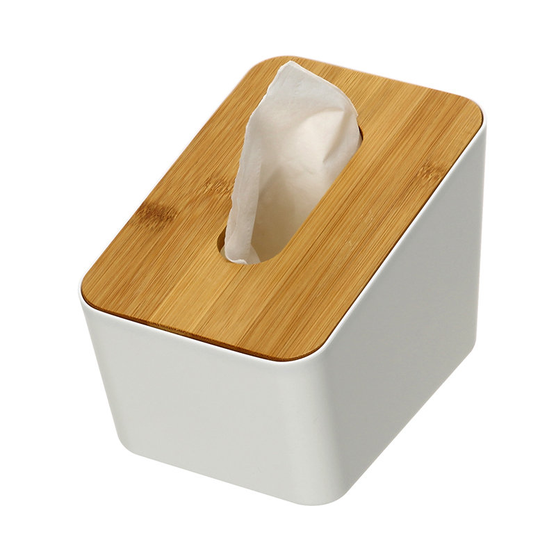 Настольная полипропиленовая бамбуковая крышка с косым дизайном, съемная папиросная бумага, держащая пластиковую коробку для салфеток с бамбуковой крышкой