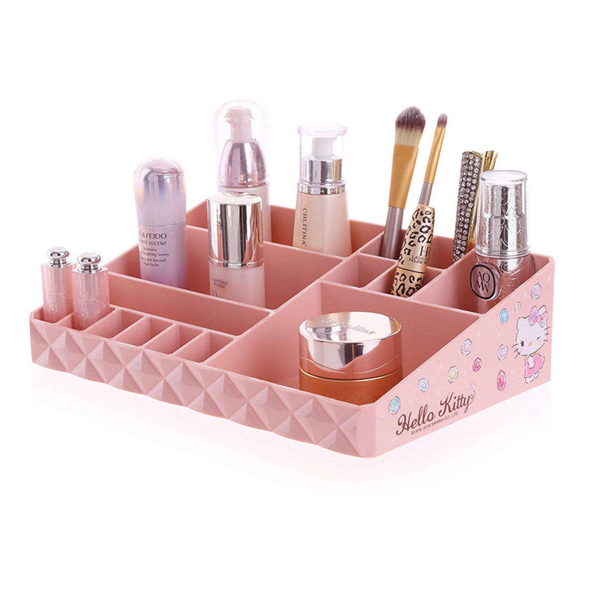 Милый настольный ящик для макияжа, косметическая палитра, коробка, держатель для губной помады, пластиковый разделенный органайзер для макияжа