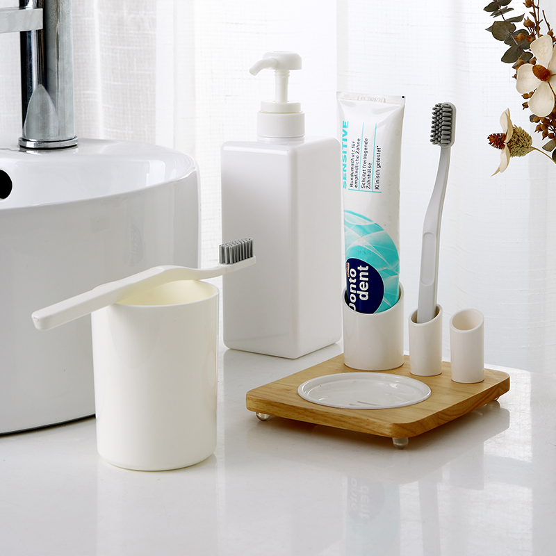 Современный простой дизайн, органайзер для домашней ванной комнаты, зубная щетка, чехол для зубной пасты, пластиковый набор аксессуаров для ванной комнаты