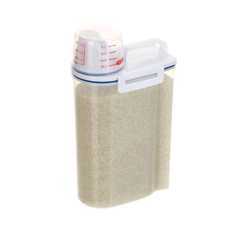 Пластиковый дозатор для хлопьев, ящик для хранения, кухонный контейнер для риса, 2 кг, держатель для риса с мерной чашкой
