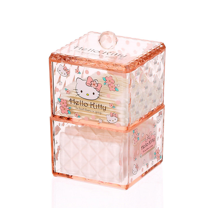 Hello Kitty Штабелируемый органайзер с квадратным ящиком Контейнерная коробка с крышкой Пластиковая коробка для макияжа для ювелирных изделий