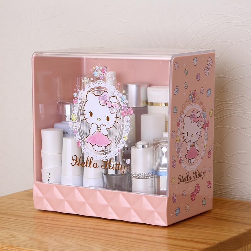Ящик для хранения косметического футляра с шарниром для женщин и девочек, средний пластиковый органайзер для макияжа, коробка со съемной крышкой