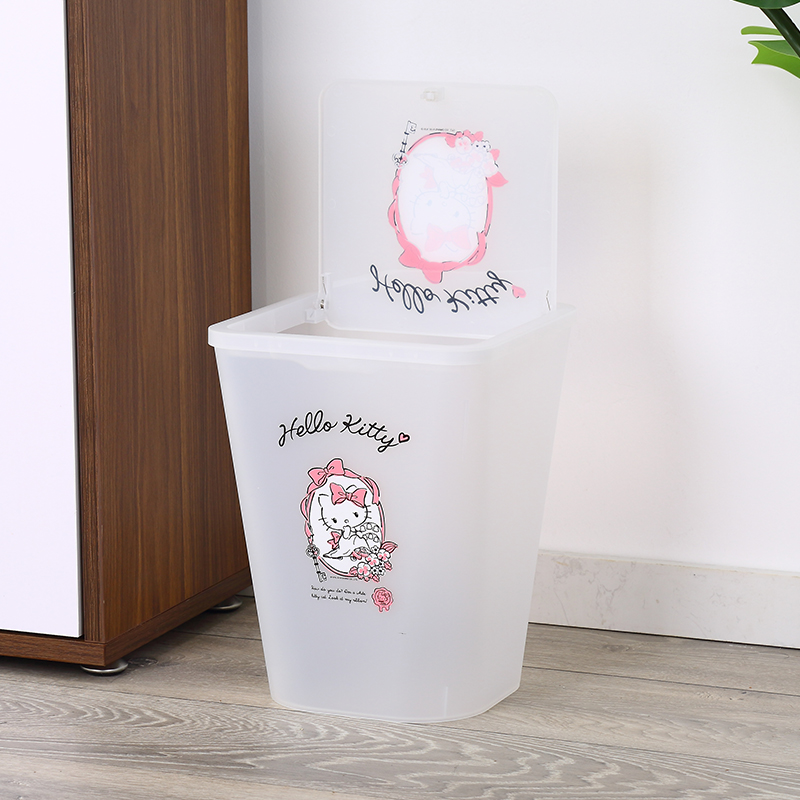 Hello Kitty Home Washable PP Paper Storage Bin Girl Room Мусорный бак Пластиковый кухонный мусорный бак с крышкой
