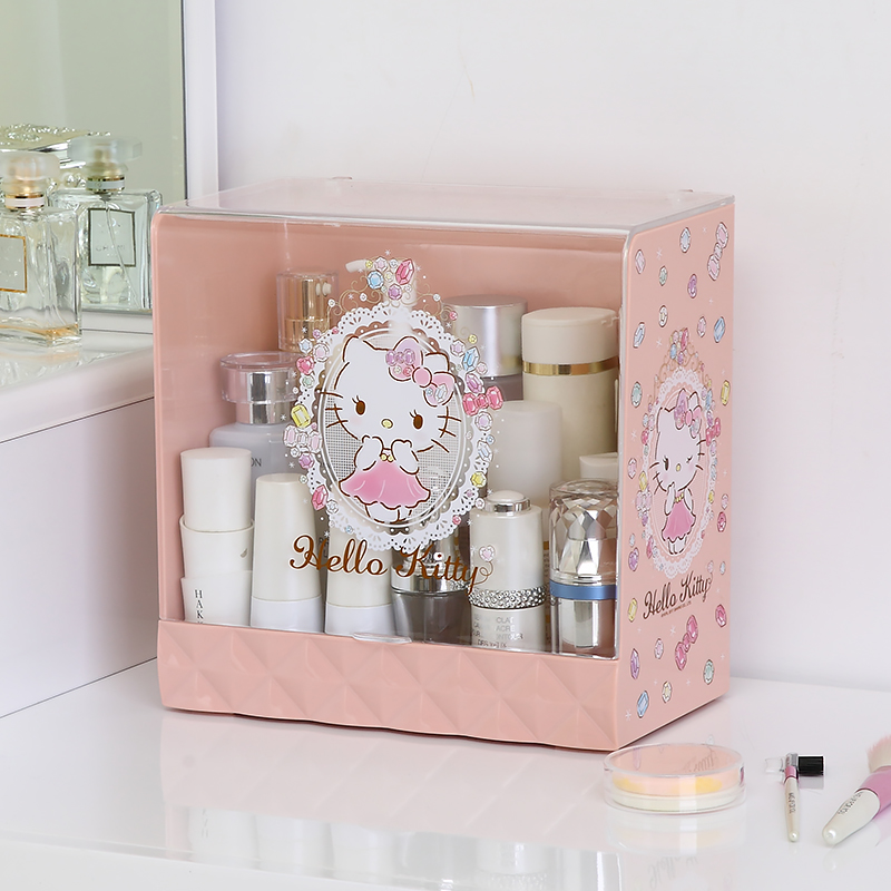 Ящик для хранения косметического футляра с шарниром для женщин и девочек, средний пластиковый органайзер для макияжа, коробка со съемной крышкой