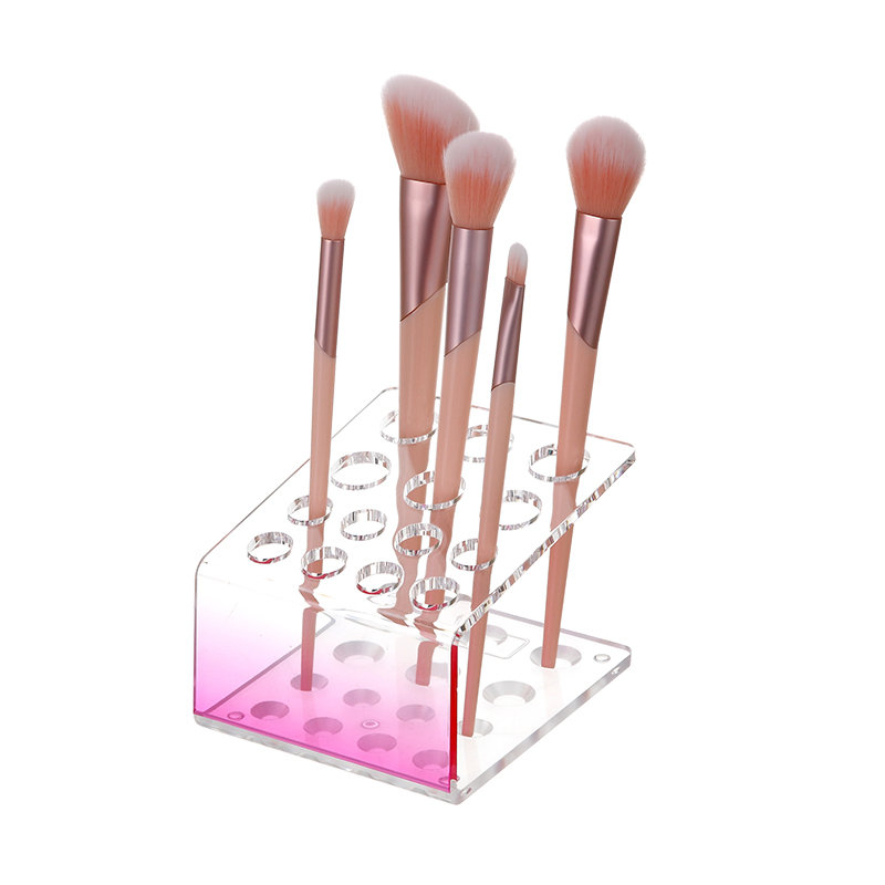 Оптовый пластиковый органайзер для кистей Tower Stand Holder Tray Rainbow Makeup Brush Storage Organizer Rack