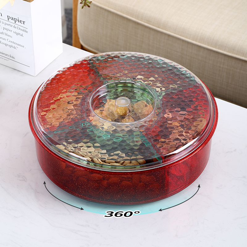 Сервировочная тарелка с орехами из ПЭТ - 5 разделителей для вечеринок - Вращающийся на 360 градусов поднос для закусок для сухофруктов и орехов