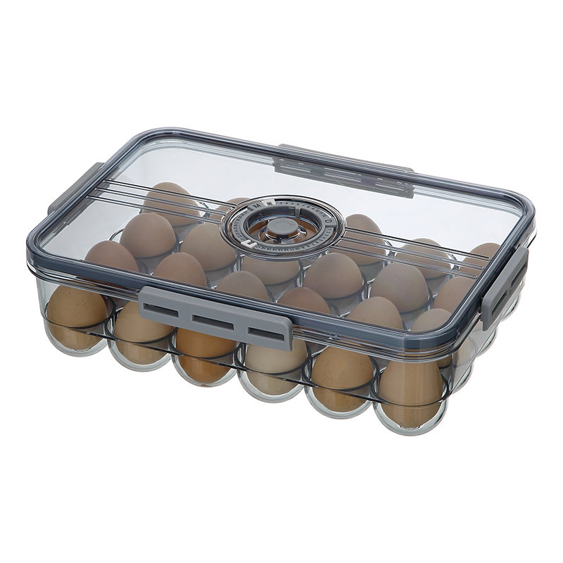 Холодильник ПЭТ контейнер для хранения яиц коробка для свежих яиц 24 сетки прозрачный серый пластиковый держатель для хранения яиц с таймером