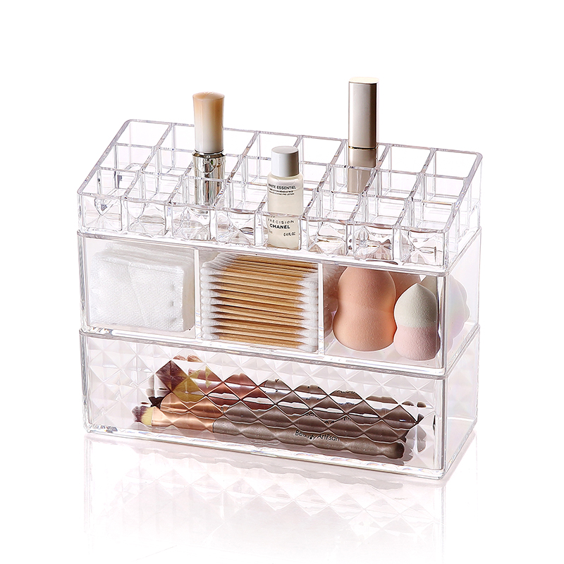 Прозрачный пластиковый органайзер для ящиков для макияжа для женщин, косметический органайзер для макияжа, румяна, губная помада