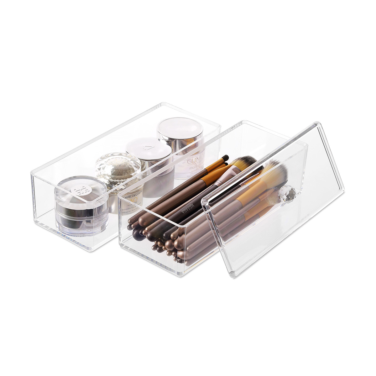 Акриловый тампон Хлопок Косметический ящик для щетки для ногтей Прозрачный пластиковый органайзер для макияжа Кисти для макияжа