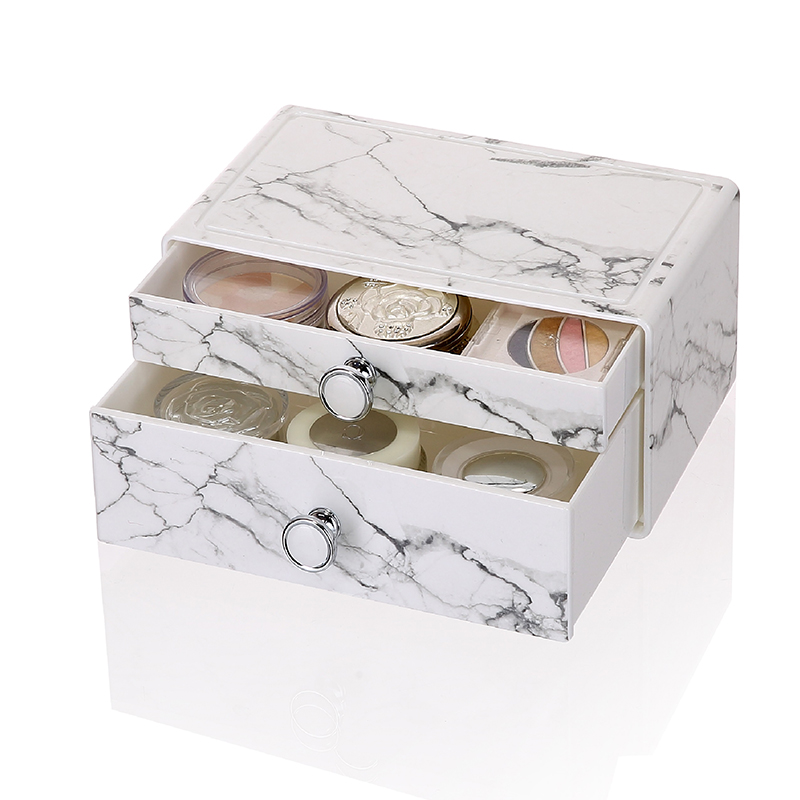 Новый дизайн ящика небольшой косметический пластиковый ящик для хранения красоты модный домашний мраморный органайзер для макияжа