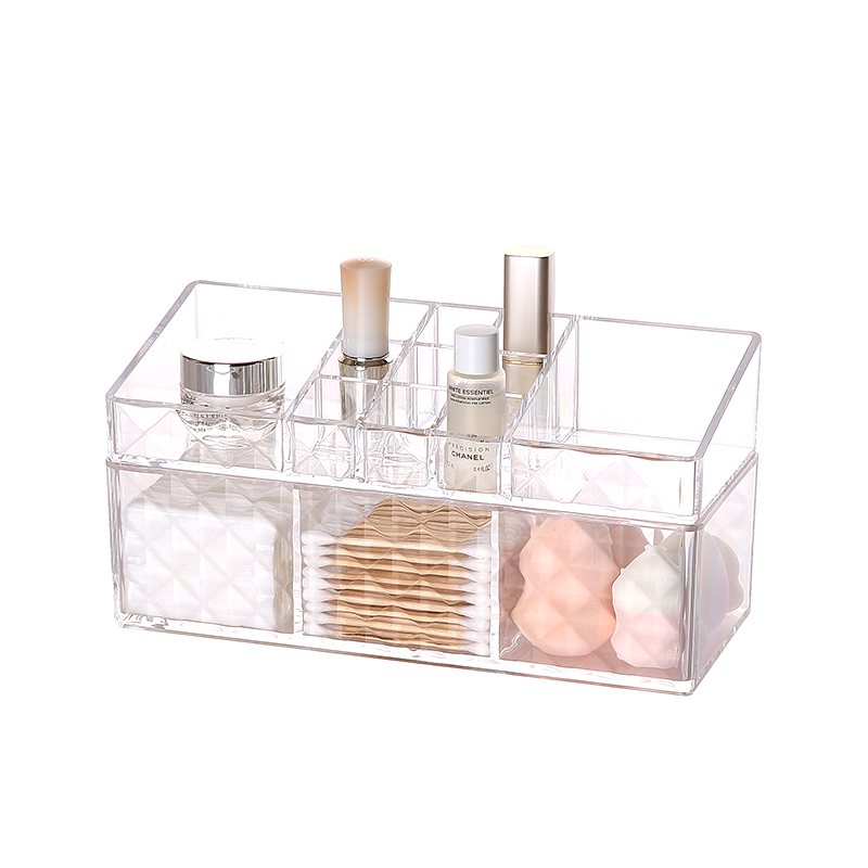 2-уровневый пластиковый органайзер для макияжа, прозрачный ящик для косметики, органайзер для хранения макияжа с крышкой