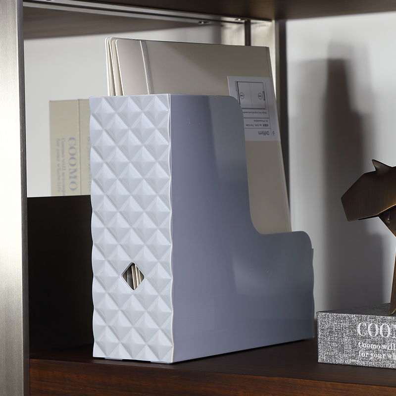 Офисный стол Штабелируемый органайзер для файлов А4 Держатель для бумаги Ящик для хранения журналов Пластиковый ромбовидный узор Вертикальная подставка