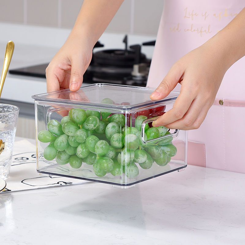 Пластиковый органайзер для хранения фруктов и овощей, прозрачные пластиковые контейнеры для хранения продуктов в холодильнике с ручками