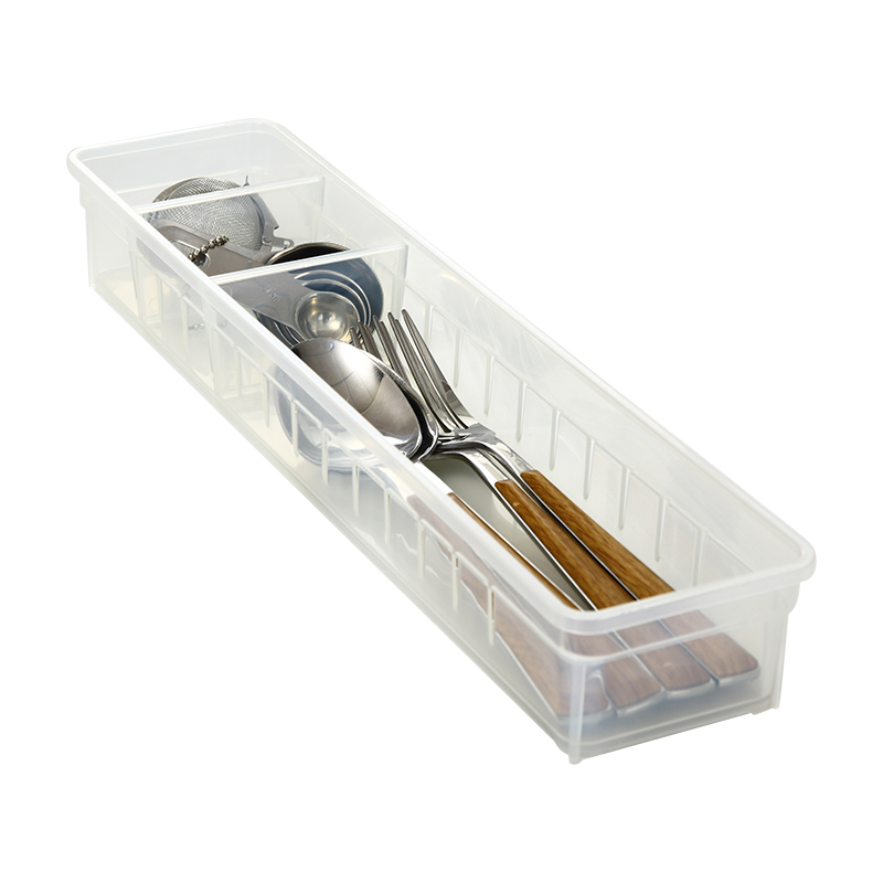 Пластиковый органайзер ящика подноса столовых приборов ящика для хранения Windowsill кухни с рассекателями