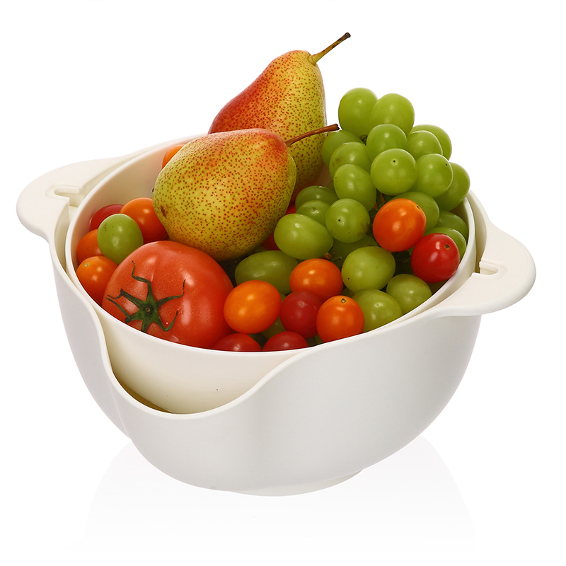 Кухонная двухслойная сливная корзина для овощей и фруктов, корзина для хранения кухонной утвари, пластиковая двойная сливная корзина